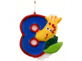 Świeczka cyferka ZOO - 8, 6 cm KK
