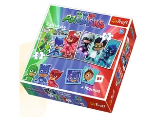 Puzzle "2w1" + memos TREFL Pidżamersi - Nocni wojownicy