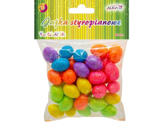 Jajka styropianowe WPJ-9151 kolorowe brokatowe. Op. zawiera 40 szt., wysoko��: 2,5 cm.