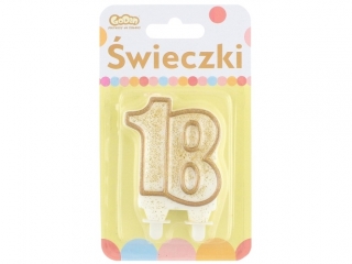 Świeczka cyferka GODAN "18", złoty kontur