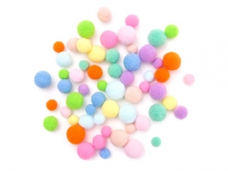 Pompony pluszowe DPCRAFT mix rainbow, 60 szt.