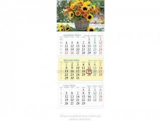 Kalendarz trójdzielny LUCRUM 2024 KT12 - Kwiaty