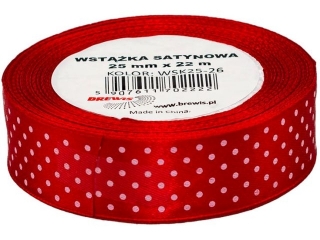 Wstążka satynowa BREWIS kropki 25mm WSK25-26