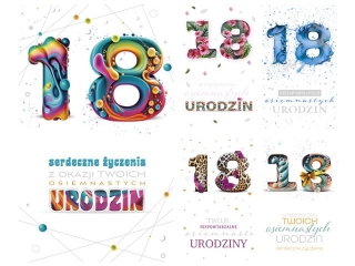 Kartki laurka LO z kkami obrotowymi Urodziny 18-stka zest. 715 grafika - chopak , dziewczyna