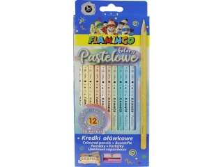 Kredki ołówkowe FLAMINGO Pastelowe 12 kolorów trójkątne