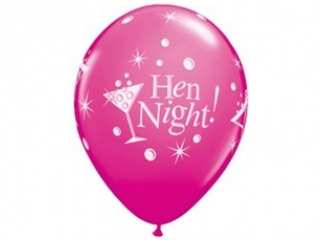 Balon QL 11" z nadr. "Hen Night", pastel ¿urawinowy/ 6 szt.