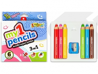 Kredki PENMATE Kolori Moje pierwsze kredki 6 kolorw +temper