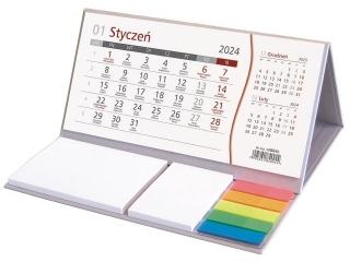 Kalendarz biurkowy z notesem WN 2024 - SZARY