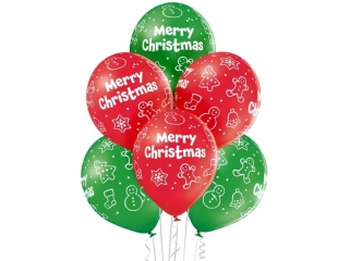 Balony D11 Merry Christmas 1C5S, 6 szt.