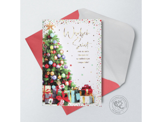 Kartki karnet PAN DRAGON Star 126 Bo¿e Narodzenie choinka z prezentami "Weso³ych ¦wi±t"