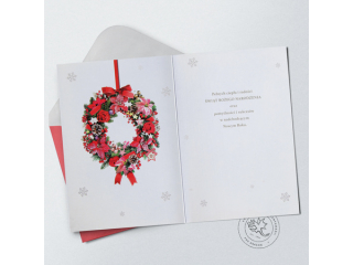 Kartki karnet PAN DRAGON Star 125 Boże Narodzenie wieniec "Wesołych Świąt i szczęśliwego Nowego Roku"