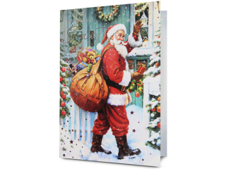 Kartki karnet PAN DRAGON Star 129 Boże Narodzenie Mikołaj z prezentami "Wesołych Świąt"