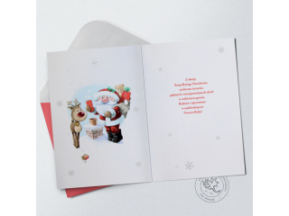 Kartki karnet PAN DRAGON Star 121 Boże Narodzenie Mikołaj na dachu "Wesoiłych Świąt"