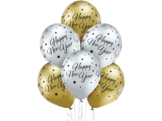 Balony D11 Glossy Happy New Year 1C5S, 6 szt.
