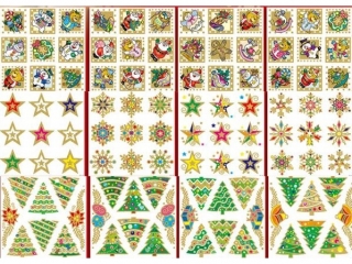 Naklejki z brokatem mix 12 wzorów SXG 101