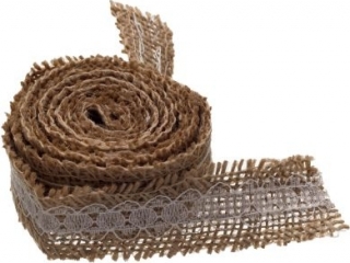 Wstążka jutowa z koronką 2m WJK1