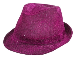 Kapelusz świecący "Brokat, purpurowy
