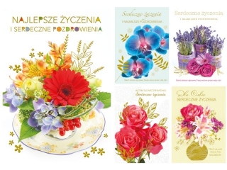 Kartki laurka B6Z-z³ocona ogólne serdeczne zest.575 kwiaty