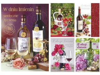 Kartki laurka B6Z-złocona Imieniny zest.638 butelki - męskie