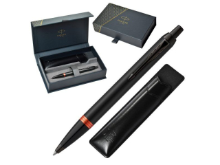 Zestaw prezentowy PARKER Im Vibrant ring orange, Długopis + Etui