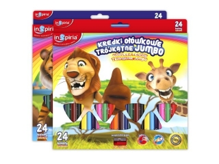 Kredki owkowe INSPIRIA trjktne Jumbo 24 kolory +temperw