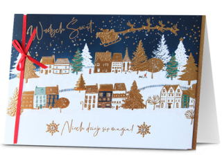 Kartki karnet PAN DRAGON HM 200-3224 Święta sanie mikołaja "Wesołych Świąt niech dzieje się magia"