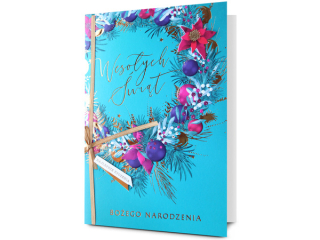 Kartki karnet PAN DRAGON HM 200-3235 Święta wieniec bombki "Wesołych Świąt"