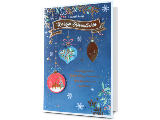 Kartki karnet PAN DRAGON HM 200-3232 Święta bombki "z okazji Świąt Bożego Narodzenia"