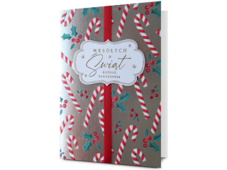 Kartki karnet PAN DRAGON HM 200-3239 Święta cukrowe laski "Wesołych Świąt Bożego Narodzenia"