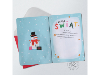 Kartki karnet PAN DRAGON HM 200-3206 Święta bałwanek "Wesołych Świąt"