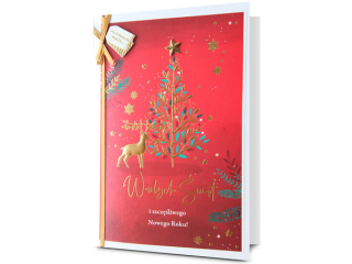 Kartki karnet PAN DRAGON HM 200-3222 Święta choinka "Wesołych Świąt i szczęśliwego Nowego roku"