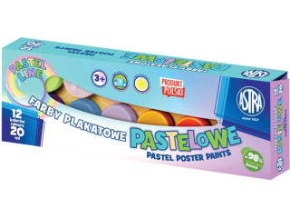 Farby plakatowe ASTRA pastelowe 12 kolorów - 20ml PREMIUM BOX SUPER-HURT