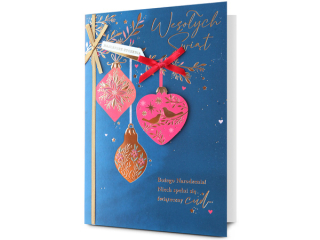 Kartki karnet PAN DRAGON HM 200-3238 Święta bombki "Wesołych Świąt Bożego Narodzenia"