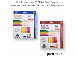 Kredki owkowe PENWORD high quality trjktne z temperwk 24+2kolory gratis