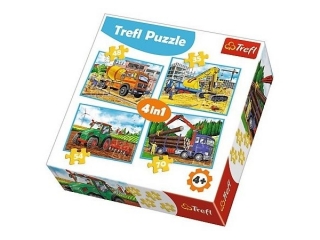 Puzzle "4w1" TREFL Duże maszyny budowlane