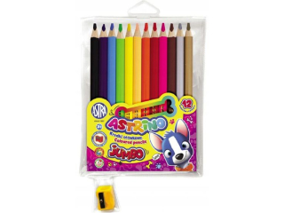 Kredki o��wkowe okr�g�e Jumbo ASTRINO - 12 kolor�w + temper�wka HURT