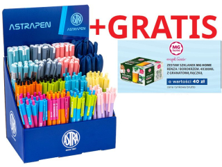 Zestaw dugopisw ekonomicznych ASTRAPEN mix w ekspozytorze 208 szt.