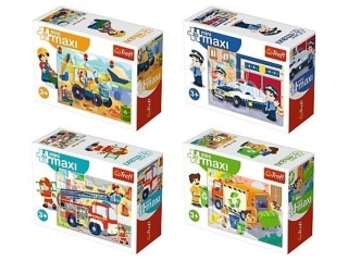 Puzzle 20 miniMAXI TREFL Wóz strażacki, śmieciarka, kopark