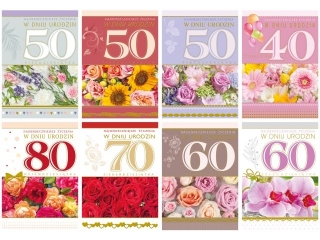 Kartki laurka B6X-extra Urodziny  zest.592 Kwiaty