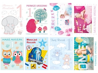 Kartki laurka B6B -brokat zest. 561 Urodziny, roczek chłopiec , dziewczynka