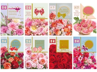 Kartki laurka B6W -wycinana Urodziny zest.583 kwiaty