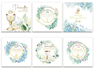 Kartki karnet DELTA FWB1K Komunia kwadrat z�ocona