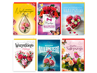 Kartki karnet DELTA B6 Wb1/108 og�lny Wszystkiego Najlepszego kwiaty