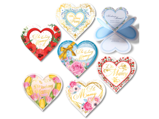 Kartki karnet DELTA serce przestrzenne Dzie� Matki