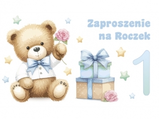 Kartki zaproszenia Pol-Mak Z 60086 Roczek dziecięce - chłopiec a10