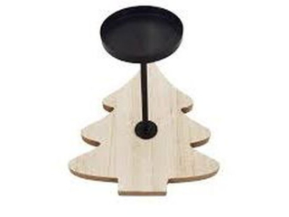 �wiecznik choinka dekoracja drewno + metal 15cm