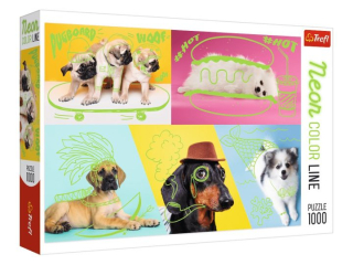 Puzzle 1000 TREFL Neon Color Line - Odlotowe psy