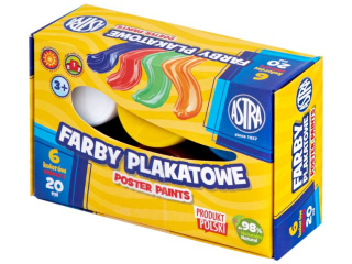 Farby plakatowe ASTRA  6 kolorw 20ml Standard Box HURT
