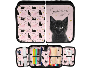 Piórnik z wyposażeniem PASO BLACK CAT PP26BC-P001 19,5x13x3,5