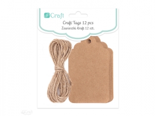 ZAWIESZKI KRAFT ZE SZNURKIEM SZYLD, 12 SZT.